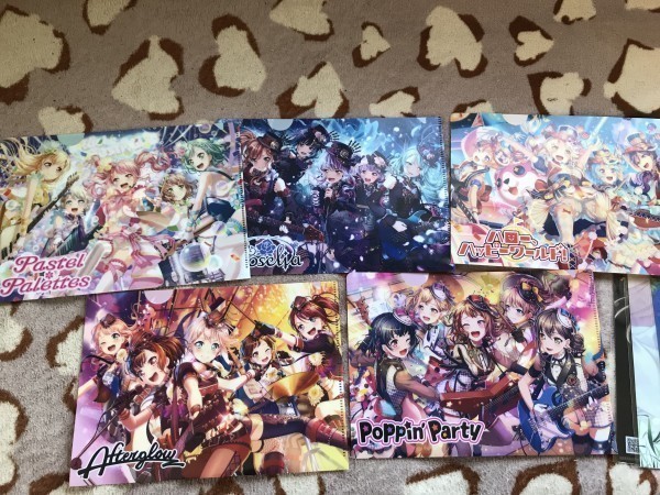 Aクリアファイル  バンドリ! ファミマ特典 全5枚セット  Poppin'Party Roselia Afterglow Pastel*Palettes ハローハッピーワールド拍卖