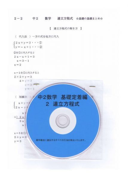 プロが教える 数学 中学 2年 DVD 2 連立方程式 基礎編 問題集 中2 中学2年 中学校 復習 自宅学習 問題 教材 まとめ プリント 販売多数拍卖