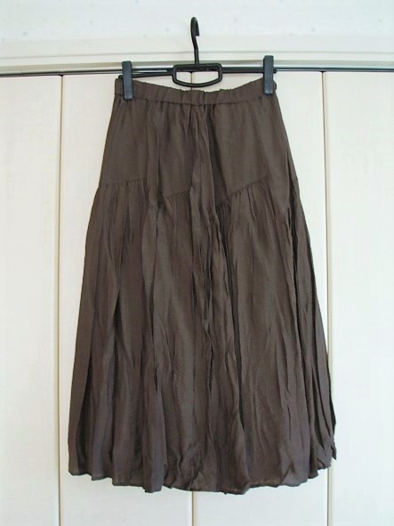 コムサイズム★切替ギャザースカート・ブラウン11★タグ付き拍卖