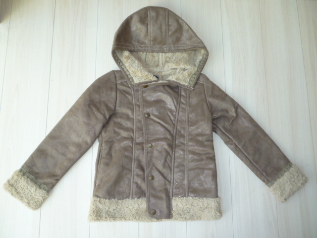 【美品】メゾピアノ裏地ボアスエードジャケットパーカー★140cm★ラメ入り拍卖