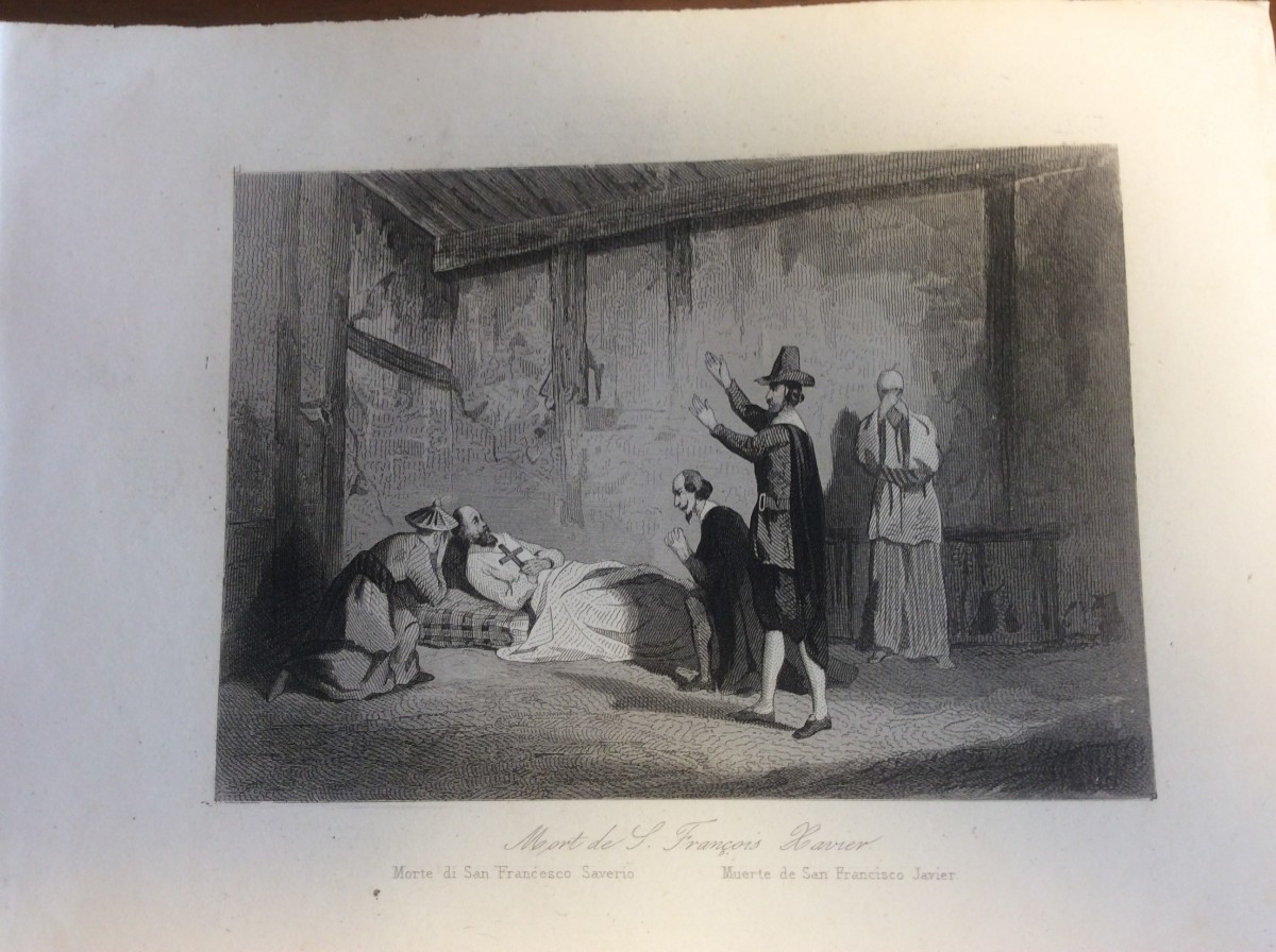 死に際のザビエル 1849年 カトリック海外宣教史から オリジナル版画拍卖