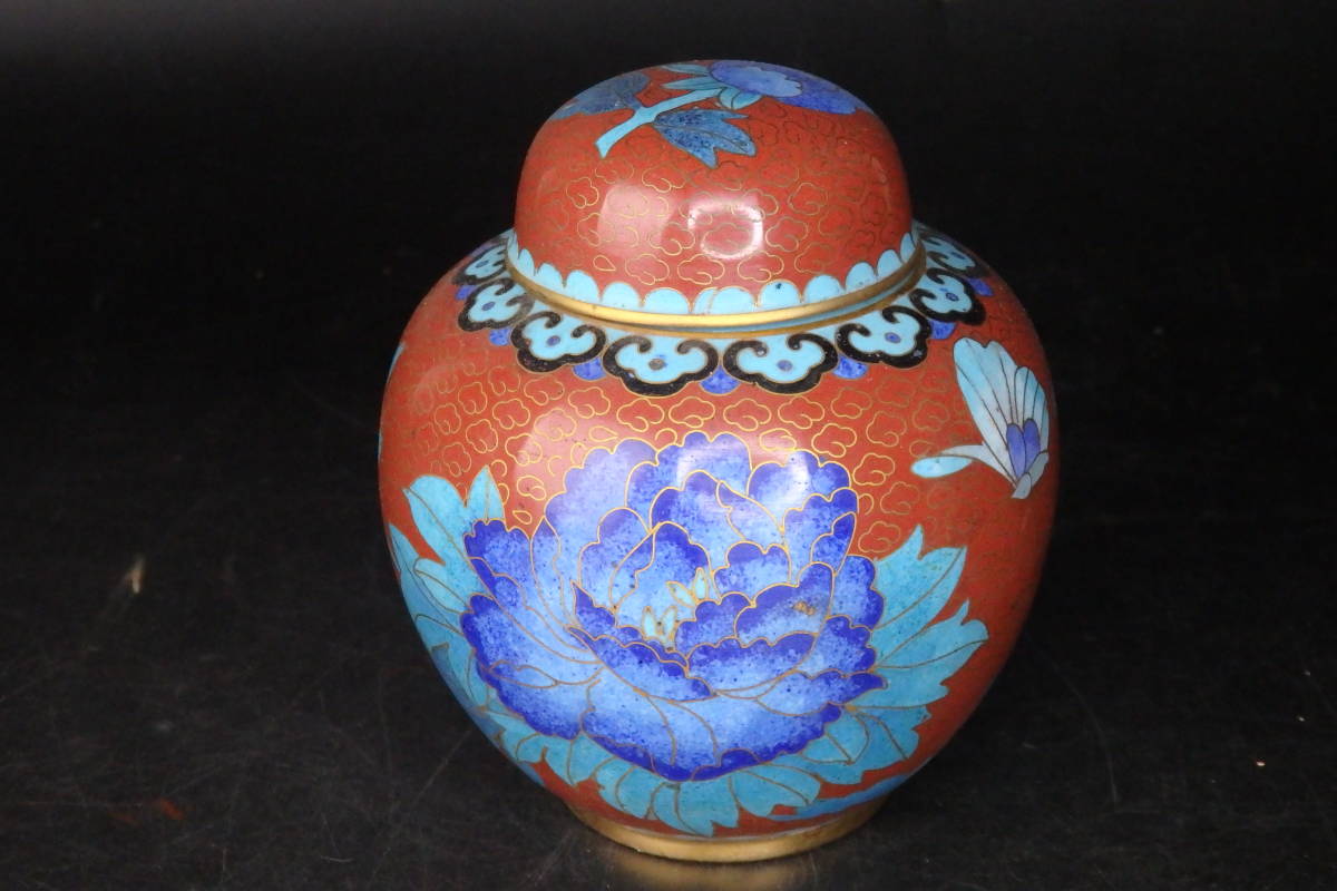【友】中国美術 中国古玩 唐物 景泰藍 花図文 底七宝 茶壷 年代物 陶芸 工芸 時代 骨董 茶入れ 煎茶道具 茶道具 古美術品拍卖