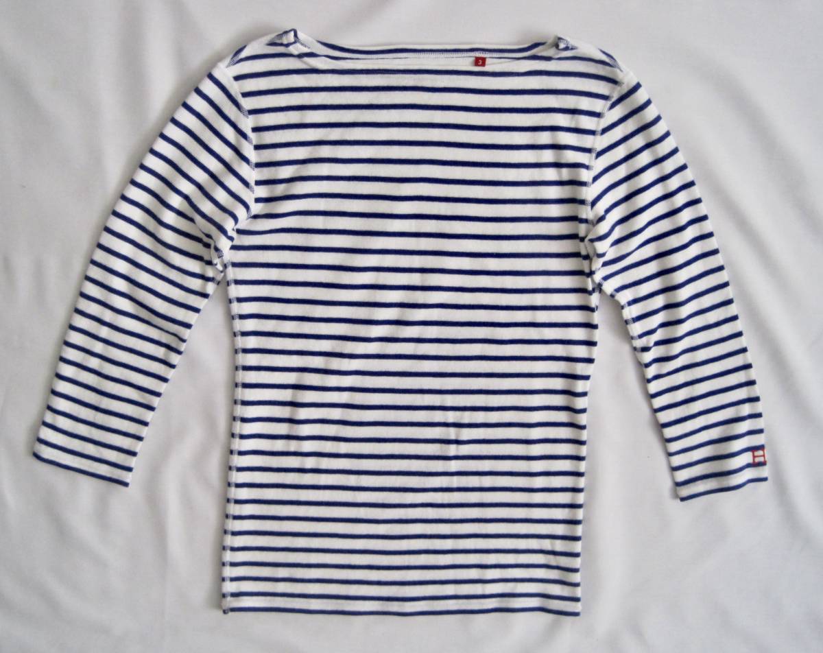 ハリウッドランチマーケット ストレッチフライスBネック ボーダー ハーフスリーブTシャツ ウィメンズ サイズ3(L)拍卖