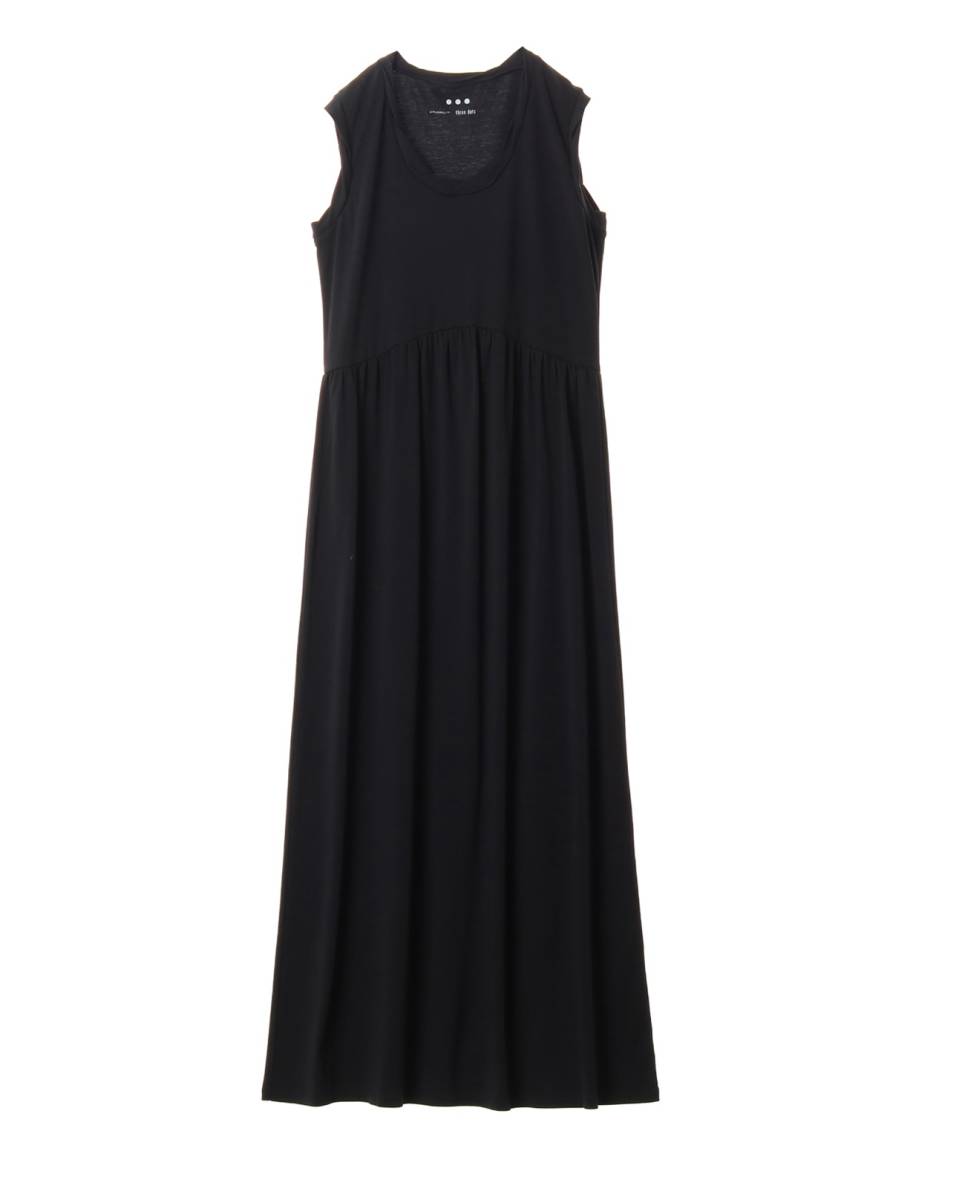 美品 定価3万 three dots Smooth supima jersey long dress スリードッツ ワンピース 黒拍卖