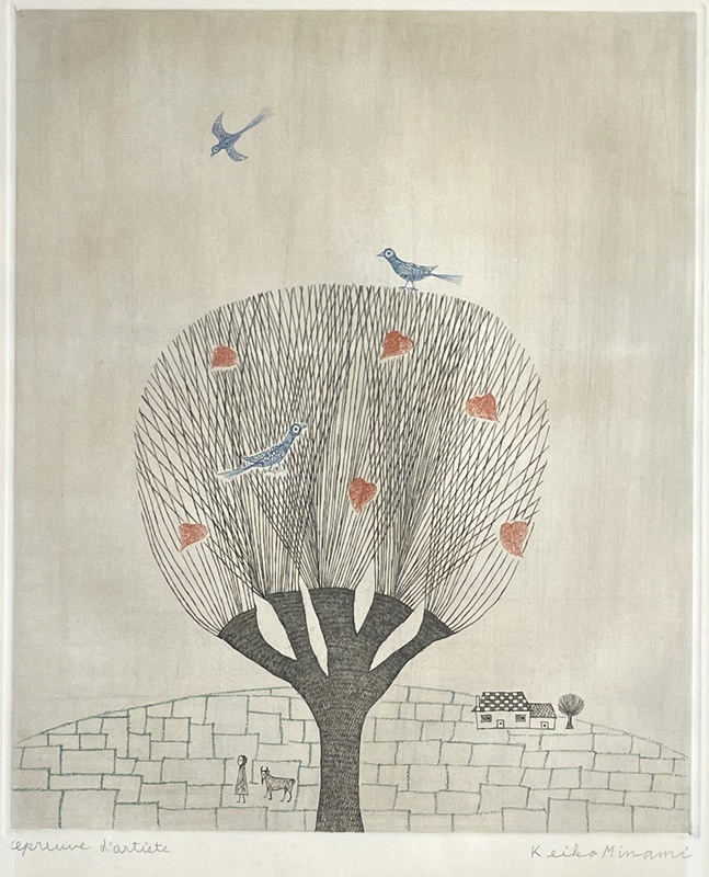 南桂子「冬の木Winter Trees」銅版画CH:1965年/富山県出身/壷井栄・森芳雄に師事/真作保証拍卖