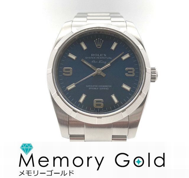 ☆ROLEX ロレックス エアキング 114210 ブルー M番 メンズ 自動巻き K19778拍卖