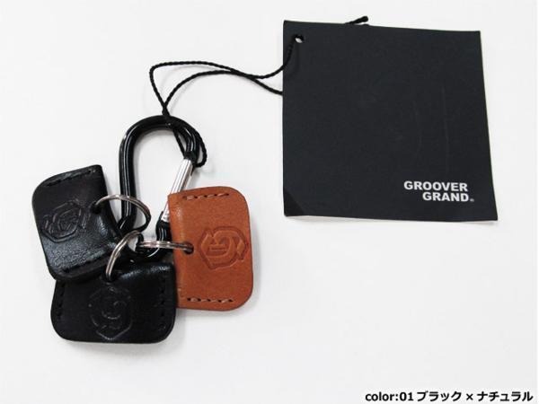 GROOVER GRAND カラビナ付キーホルダー 01黒ブラックx茶ブラウン / グルーバー男性キーチェーン拍卖