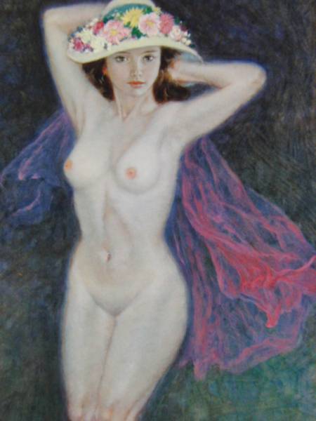 岩田 浩昌、花帽子、希少画集の一部、 新品高級額装付 送料無料、ami5拍卖