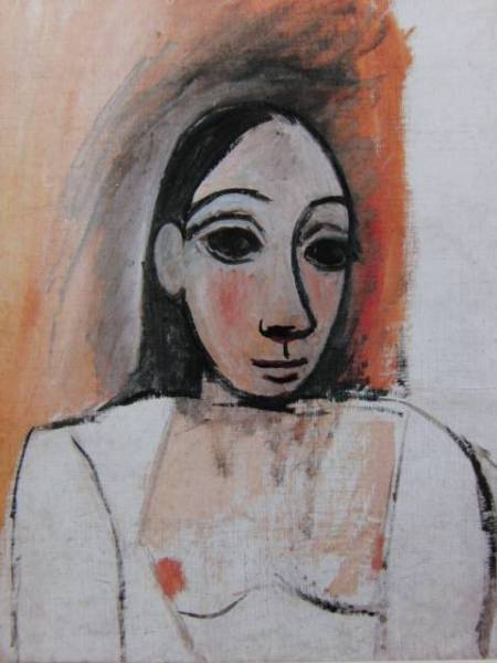 パブロ・ピカソ 「女の胸像(「アヴィニョンの娘たち」の習作)」、人物画、巨匠、希少画集画、 新品額装付 送料無料、ami5拍卖