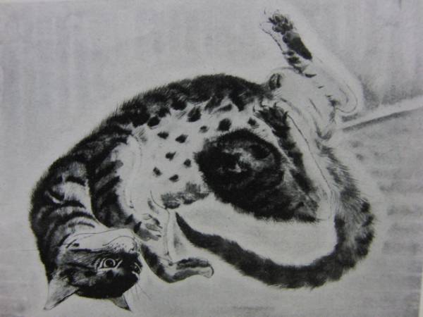 藤田 嗣治、猫3、1929年発行・骨董画集画、新品額装 送料無料、ami5拍卖