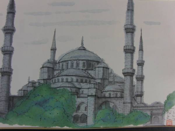 平山郁夫、イスタンブール、額装用画版一部、版上サイン新品額付 送料無料、ami5拍卖