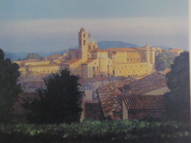 羽田裕、【ウルビーノ夕映】、希少画集画、状態良好、旅情、風景、新品額 額装付、送料無料、ami5拍卖