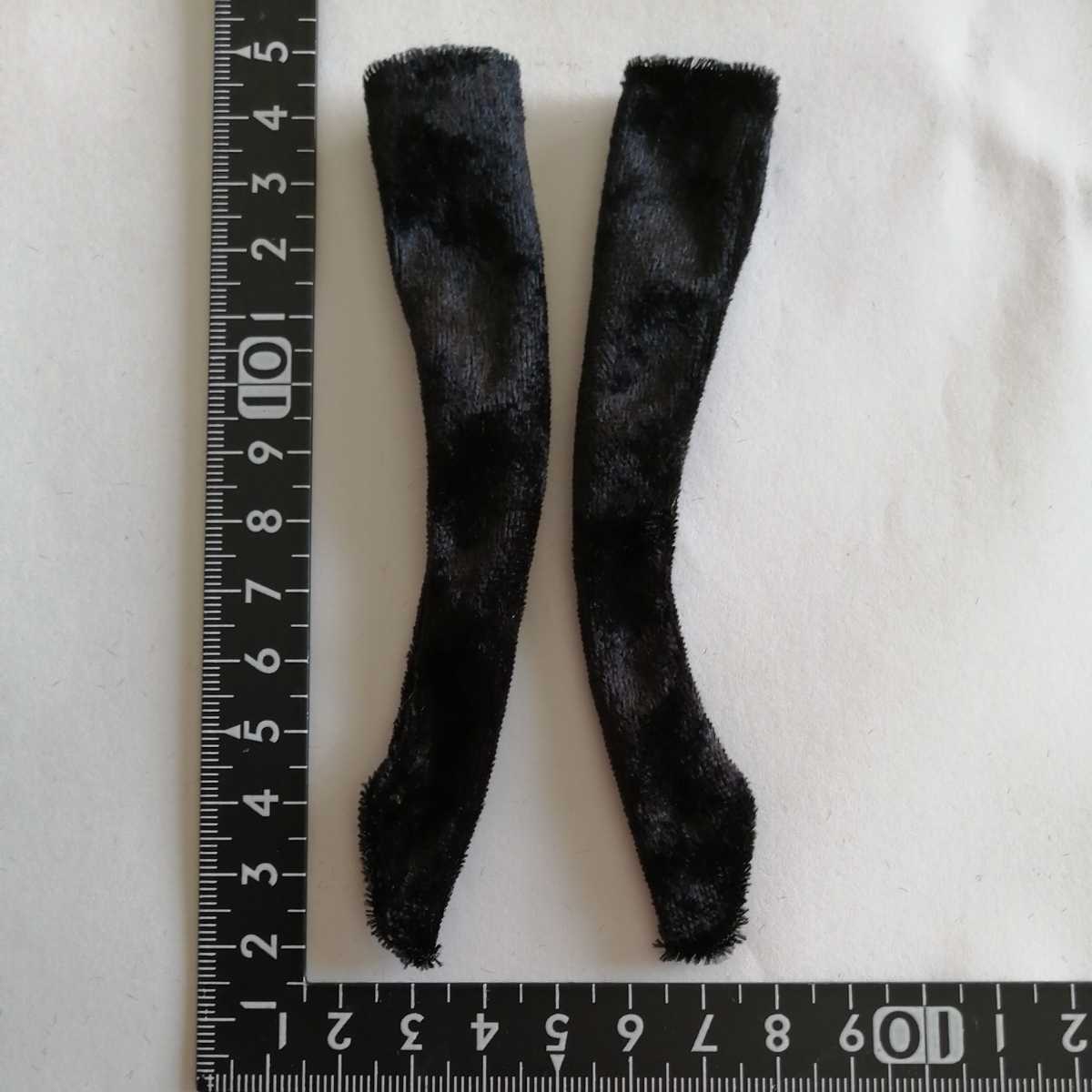 tia*゜ドール用 momoko サイズ ふわふわ もこもこ ニーハイソックス 黒 ブラック 起毛素材 靴下 ソックス ハイソックス ハイソ 1/6ドール拍卖