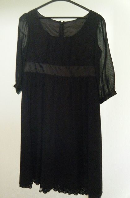 ★L.R シフォンワンピース 美品 9AR 黒フォーマル拍卖