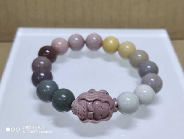 即決 阿拉善 アラシャン ブレスレット メノウ 10.9mm 希少石 彩玉 パワーストーン 天然石 人魚姫 2拍卖
