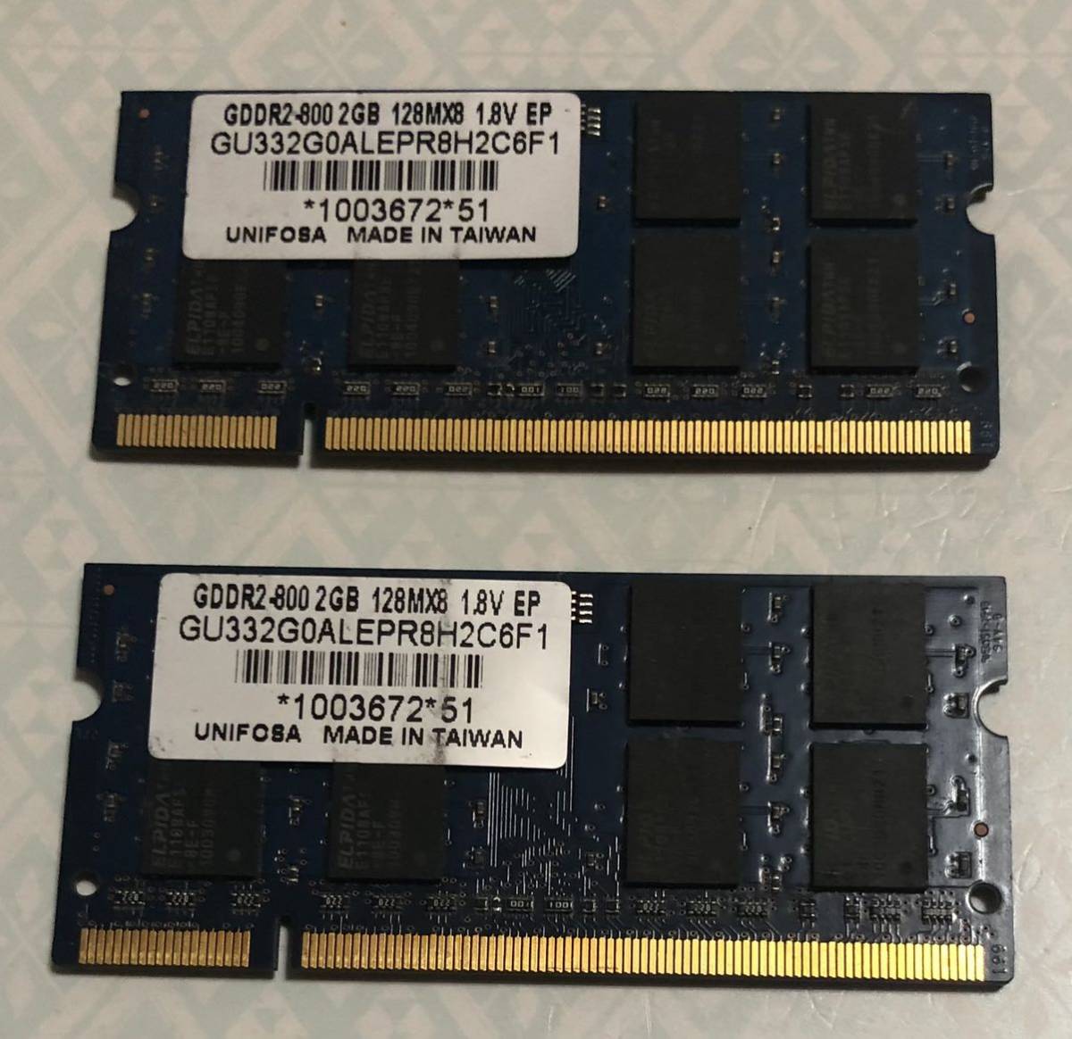 UNIFOSA GDDR2-800 2GB 128MX8 1.8U FP(2点セット)拍卖