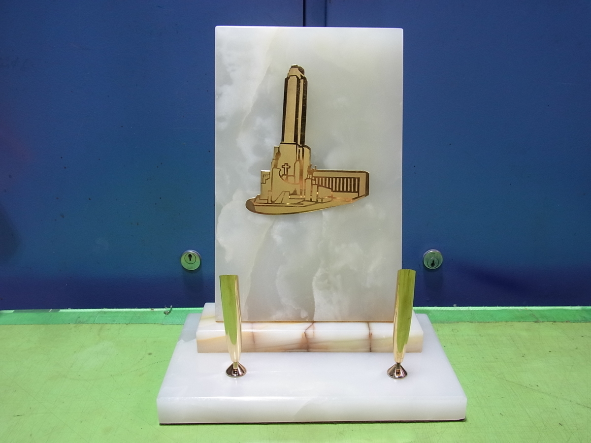 ■■【即決】大理石のペンスタンド 経年劣化はあるもののとても良い状態のUSED品! 素敵な大理石ツインペンスタンド拍卖