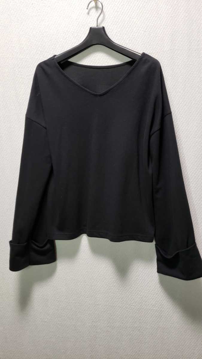 Wdoset ウェアーズ 袖長めゆったり黒トップス フリー拍卖