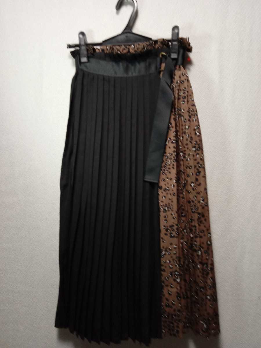 atten tion 未使用 タグ付き 切り替え プリーツ スカート フリーサイズブラウン系拍卖