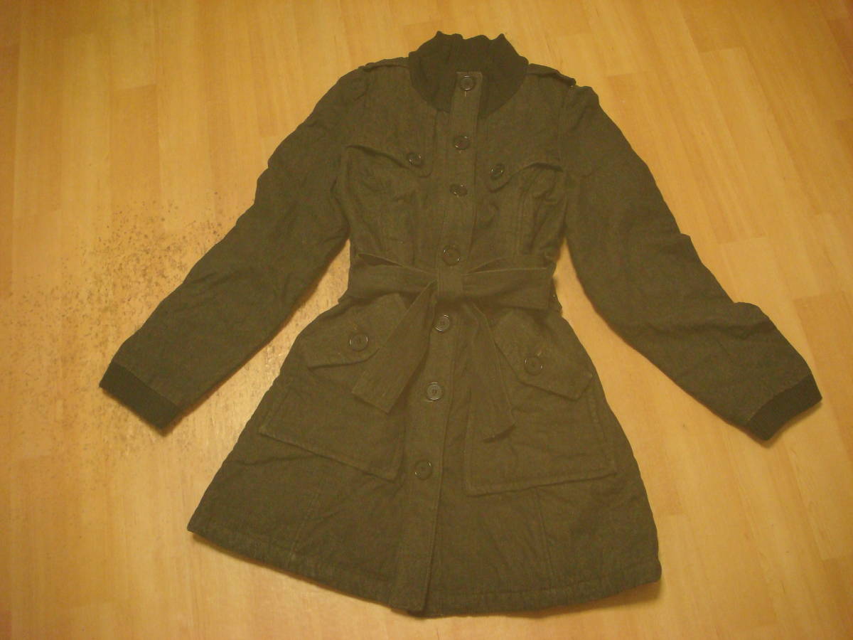 トランテアンソンドゥモード キルティング おリボン付き コート ブラックデニム 36拍卖