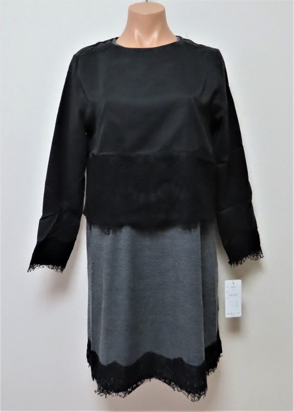 ☆【新品】Plaisir femme. プレジール 重ね着風レースデザインワンピース M~L拍卖