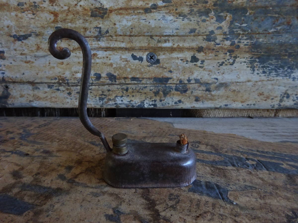 【フランス蚤の市極小のアルコールランプ】ブリキランタン燭台古道具アンティーク骨董インテリアインダストリアル拍卖