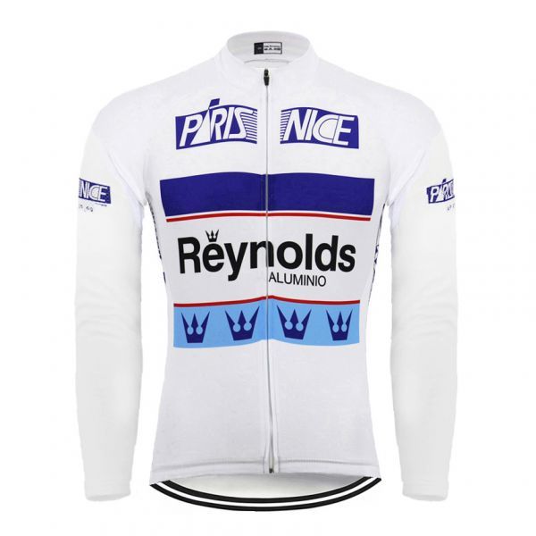 新品 長袖 サイクルジャージ レトロデザイン No45 M スペイン フルジップ ウェア メンズ サイクリング フリース ロードバイク MTB拍卖