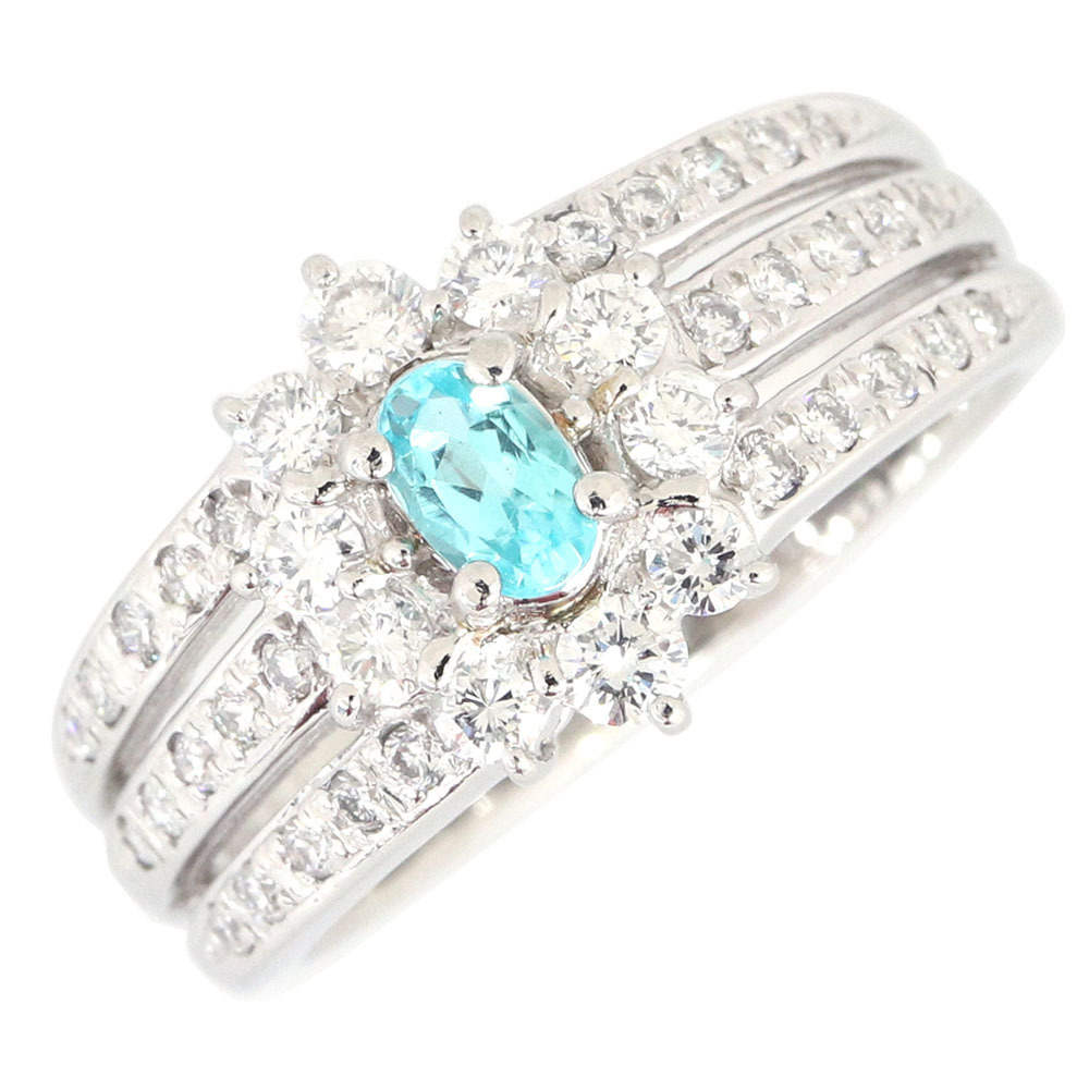 パライバトルマリン PT0.20ct D0.55ct Pt900 11号 PARAIBA TOURMALINE DIAMOND拍卖