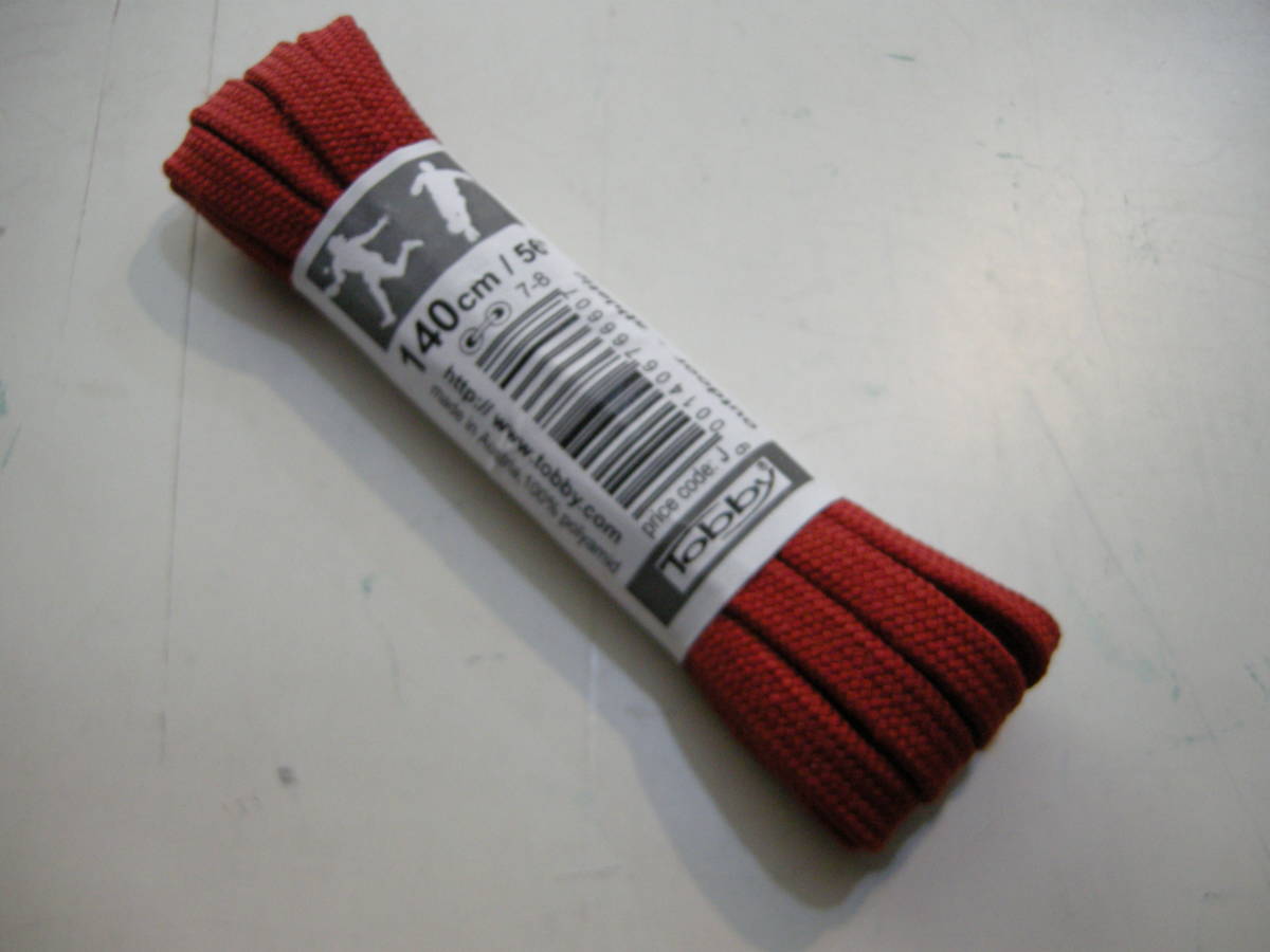 トビー シューレース 靴紐 靴ひも 140cm×約8mm フラット(平) レッド(茶に近い) アウトドアシューレース拍卖