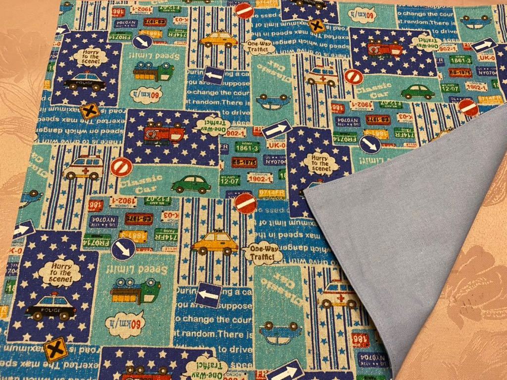No.246 裏付ランチョンマット ハンドメイド 35x45 働く車 男の子拍卖