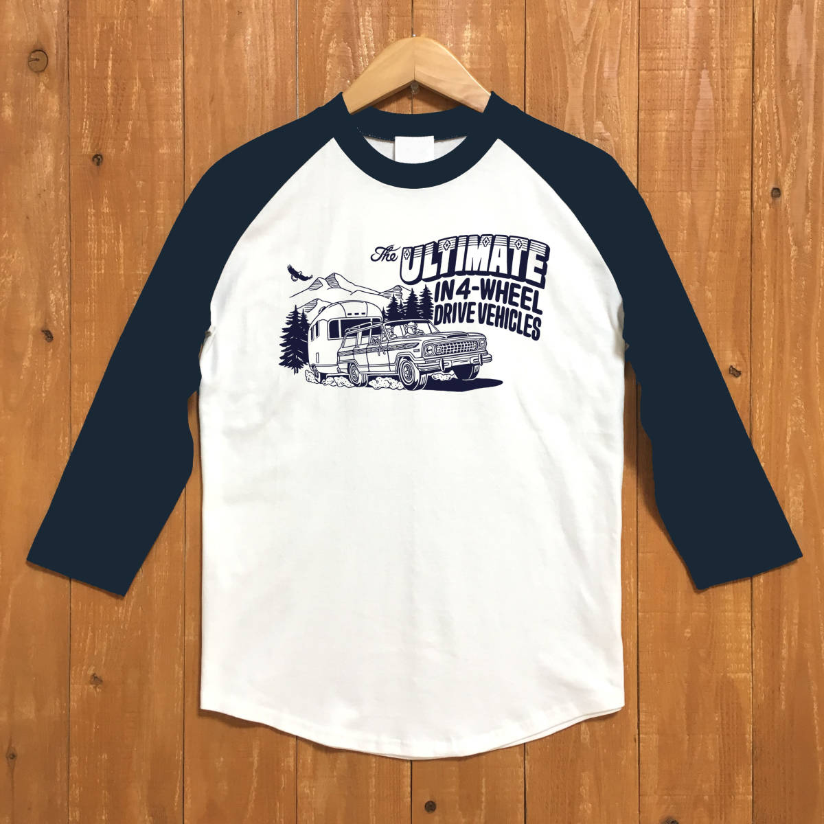 ■ULTIMATE ベースボールTシャツ■Sサイズ(ネイビーxネイビー) アメ車 アメリカ ワゴニア アウトドア キャンプ BBQ テント拍卖