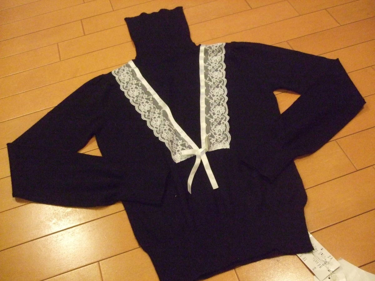 新品タグ付即決☆Barbie COUTUREレースデザインタートルネックニット☆M黒拍卖