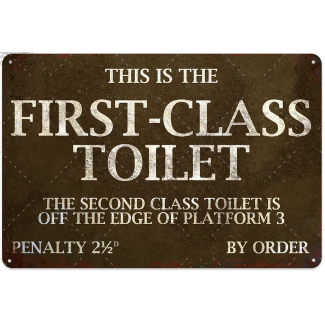 A1281 メタル サイン 金属 製 ブリキ 看板 プレート おしゃれ 店 カフェ 案内 ファーストクラス TOILET トイレ 男 女【1599拍卖