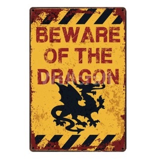 A355 メタル サイン ブリキ 看板 金属 製 プレート パネル 店 おもしろ 警告 注意 危険 動物 ペット 竜 龍 ドラゴン 5870拍卖