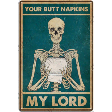 A2112 メタル サイン ブリキ 看板 金属 製 プレート 店 トイレ 男 女 トイレット ペーパー 補充 スカル 骸骨 ドクロ【G】拍卖