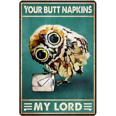 A2054 メタル サイン ブリキ 看板 金属 プレート 店 トイレ 男 女 トイレット ペーパー 補充 ペット 動物 フクロウ【531】拍卖