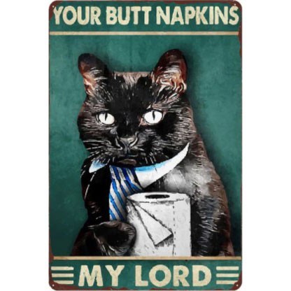 A2044 メタル サイン ブリキ 看板 金属 製 プレート 店 トイレ 男 女 トイレット ペーパー 補充 ペット 動物 黒 猫【15】拍卖