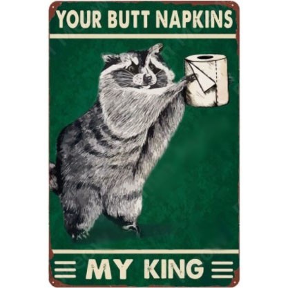 A2040 メタル サイン ブリキ 看板 金属 プレート 店 トイレ 男 女 トイレット ペーパー 補充 ペット 動物 アライグマ【7】拍卖