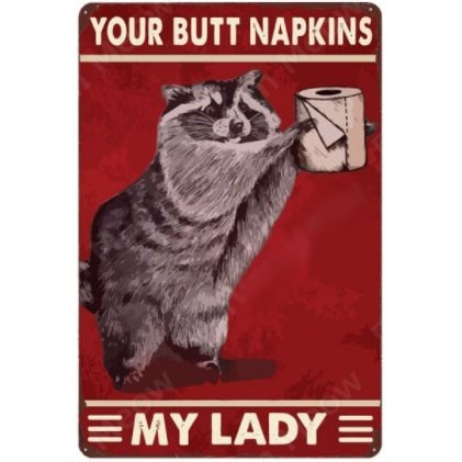 A2036 メタル サイン ブリキ 看板 金属 プレート 店 トイレ 男 女 トイレット ペーパー 補充 ペット 動物 アライグマ【1】拍卖