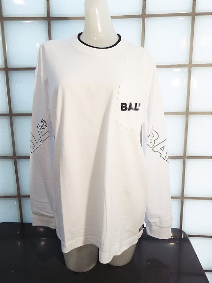 ボール 61201 白ポケットプリント Lサイズ 天竺 綿100% 長袖Tシャツ Bigシルエット 新品 BALL拍卖