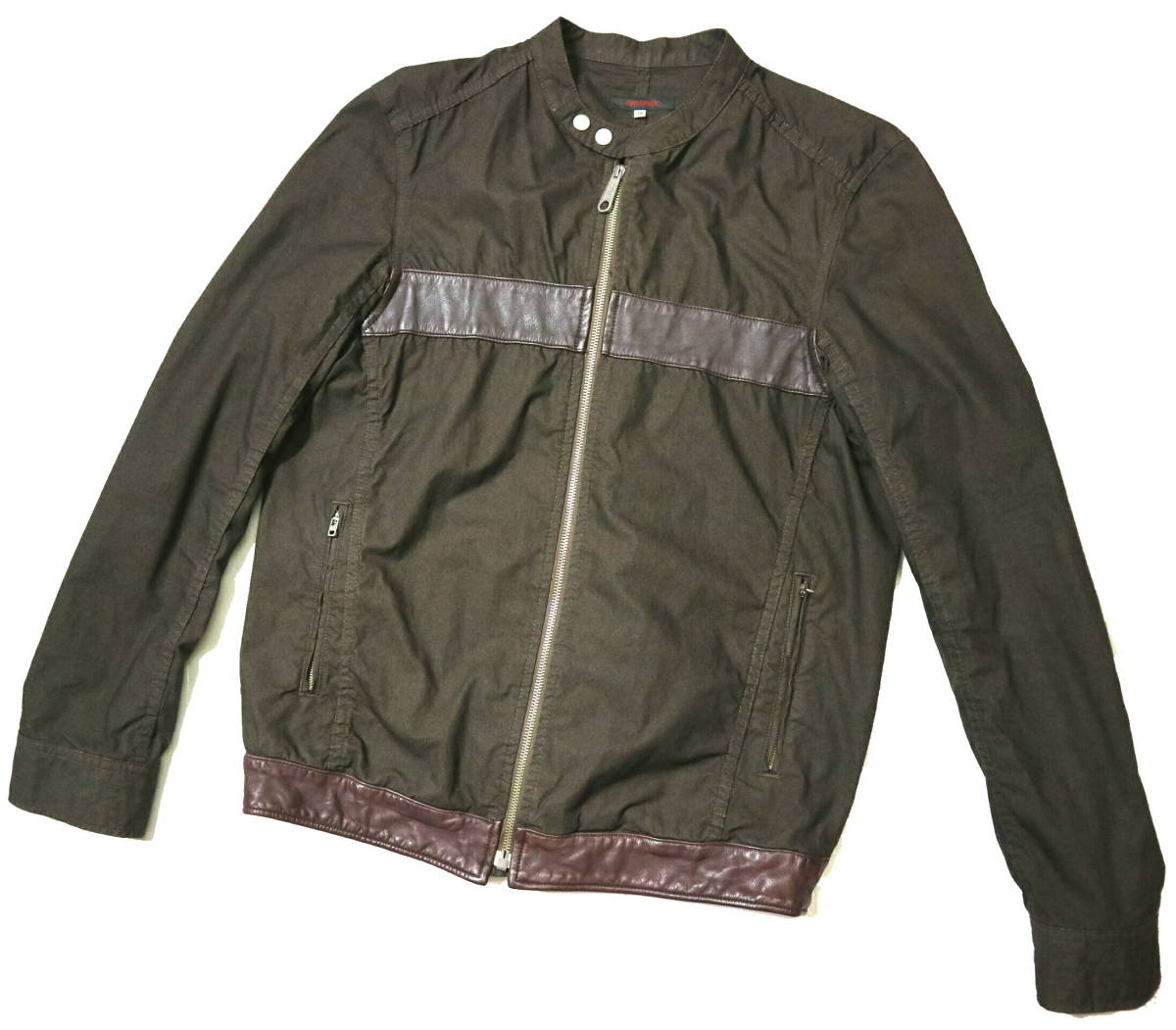 程度良好/お洒落!◆日本製 フルカウント 部分レザー 春秋用 コットンジャケット◆38/背高M-Lサイズ(身長175-177センチ位)拍卖