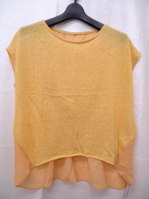 【KCM】MATO-90★新品★【W LOUNGE/ダブルラウンジ】レディース バックギャザートップス シースルー イエロー系 サイズF拍卖