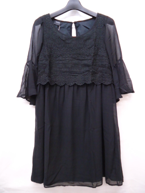 【KCM】MATO-103★新品★【DECEIVE…/ディセイブ】レディース シャルロレース ワンピース ブラック サイズF拍卖