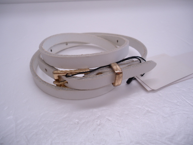 【KCM】MATO-109★新品★【W LOUNGE/ダブルラウンジ】 細ベルト 牛革 ホワイト サイズF拍卖