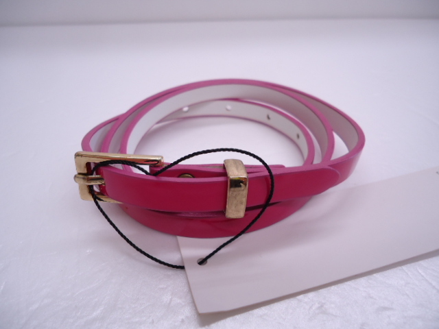 【KCM】MATO-107★ワケあり新品★【W LOUNGE/ダブルラウンジ】 エナメル 細ベルト ピンク サイズF拍卖