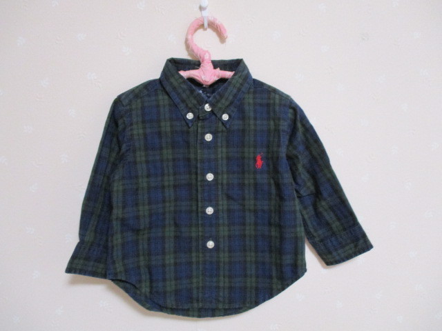 Ω ラルフローレン Ω★ 可愛い長袖シャツ ★ 70㎝ グリーン 11027拍卖