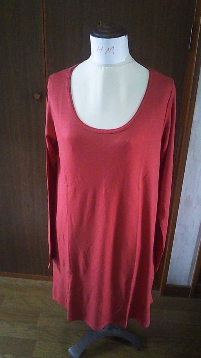 .レディース 長袖Tシャツ チュニック 赤 表示なし サイズ素材不明 Mくらい 『ナチュラルランドリー』拍卖