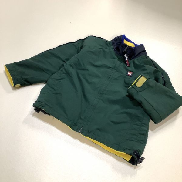 良品 90‘s TOMMY HILFIGER トミーヒルフィガー リバーシブル フリースジャケット キッズ 6 グリーン イエロー拍卖