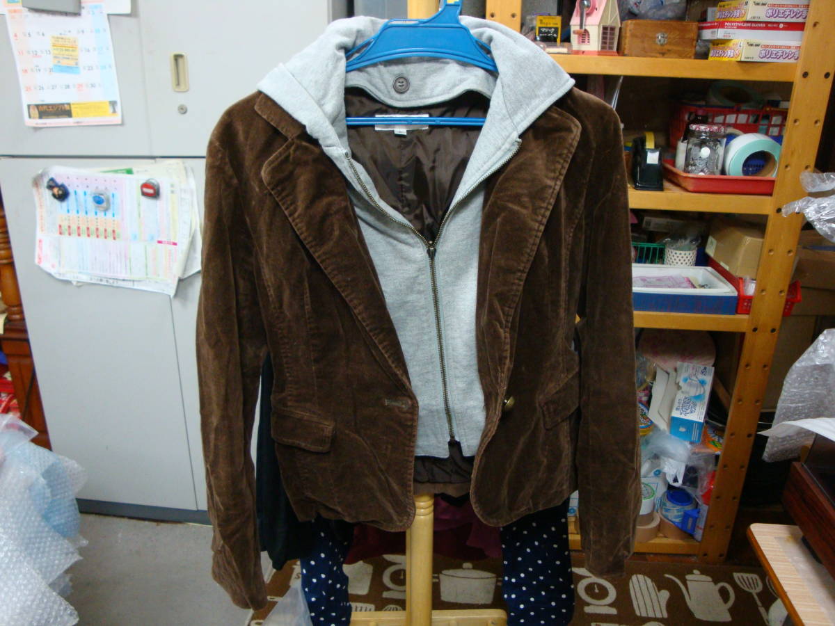 女性用 ジャケット インナー付 綿混 ダークブラウン Lサイズ拍卖