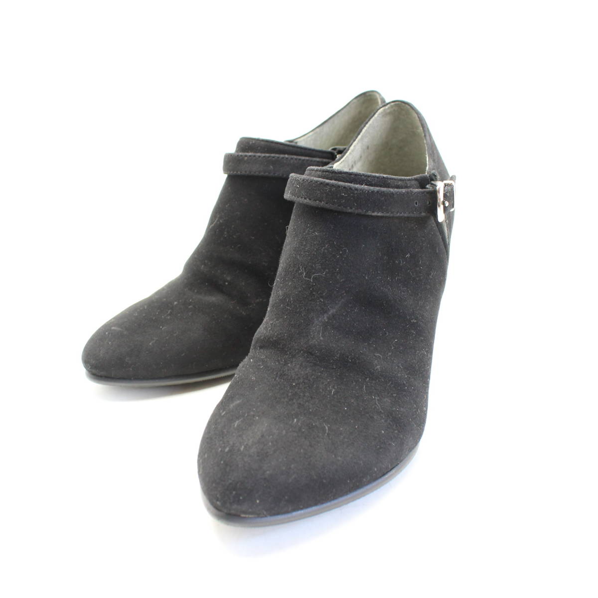 美品 銀座かねまつ 本革スエードブーティパンプス 21.5 黒○B42拍卖